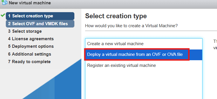Assistant : type de création de VM